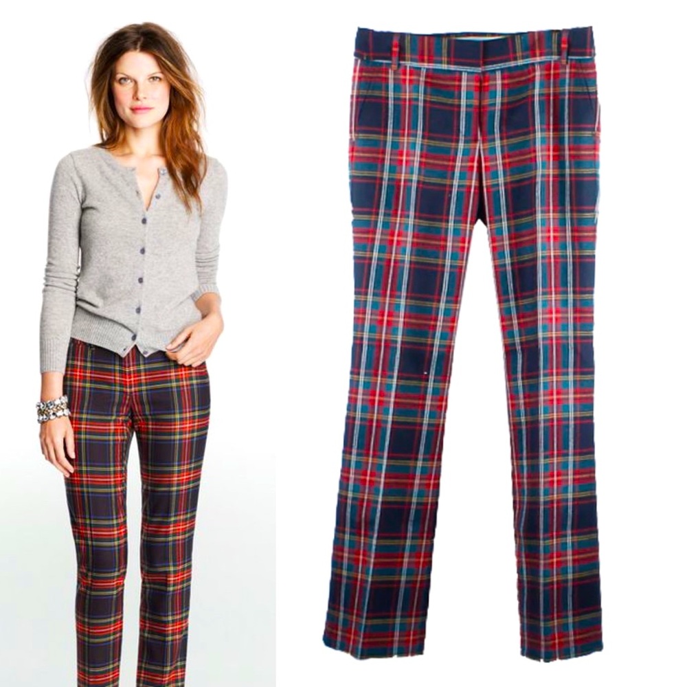 J. Crew Favorite Fit Holiday Tartan Plaid 100% Wool Dress Pants